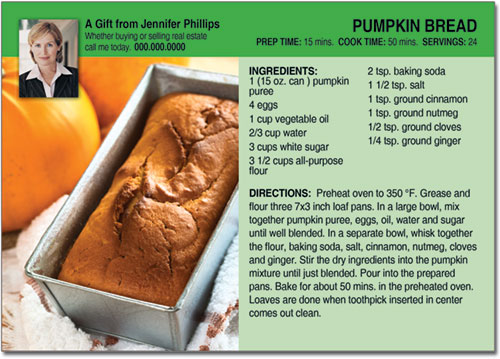 Pumpkin Bread Recipe Postcard